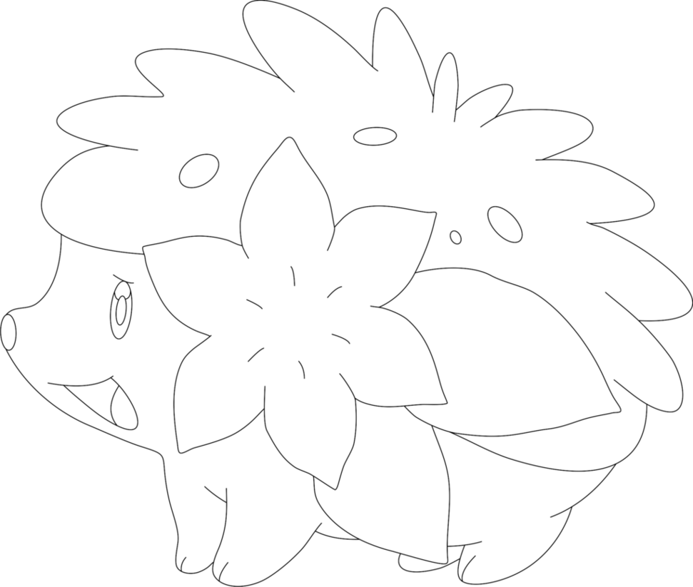 How To Draw Shaymin Coloring Page Fine Picture - Line Art Clipart (971x823), Png Download