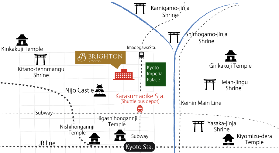 Kyoto Brighton Hotel周辺マップ - 京都 ブライトン ホテル 部屋 Clipart (918x504), Png Download