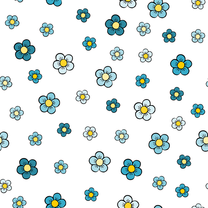 Floral Pattern Seamless Endless Flowers Blue - Cartoon Clipart (720x720), Png Download