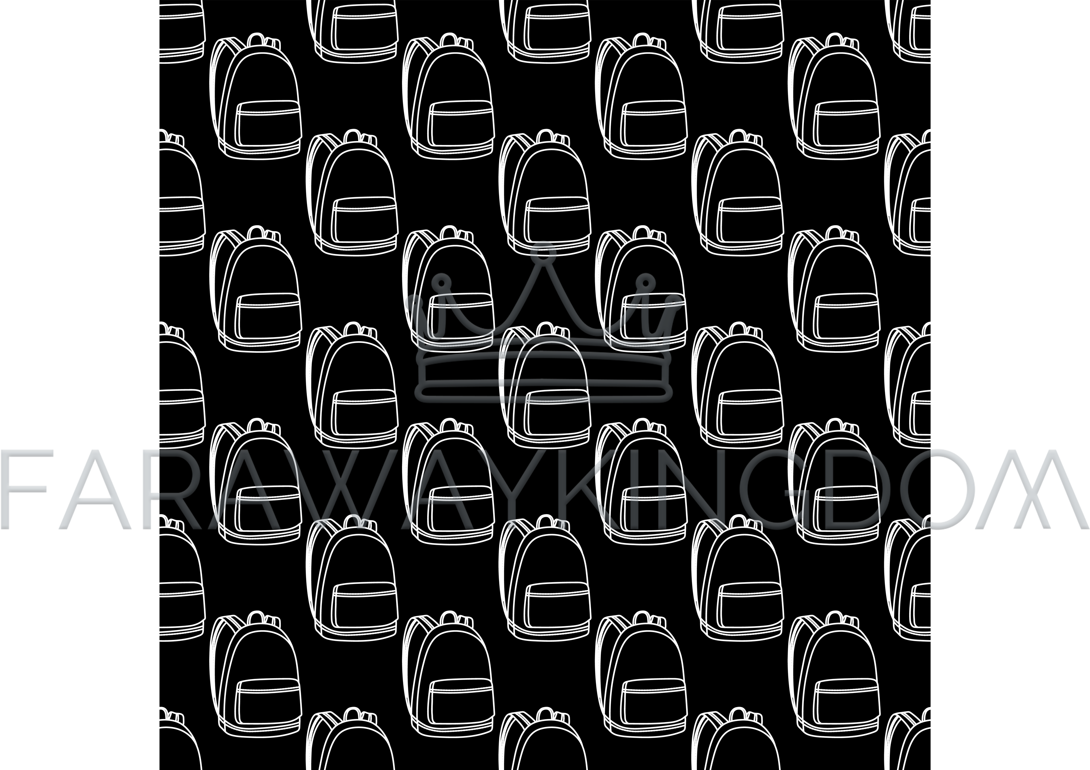 Schoolbag Black Vector Illustration Seamless Pattern - Chair Clipart (3508x2480), Png Download