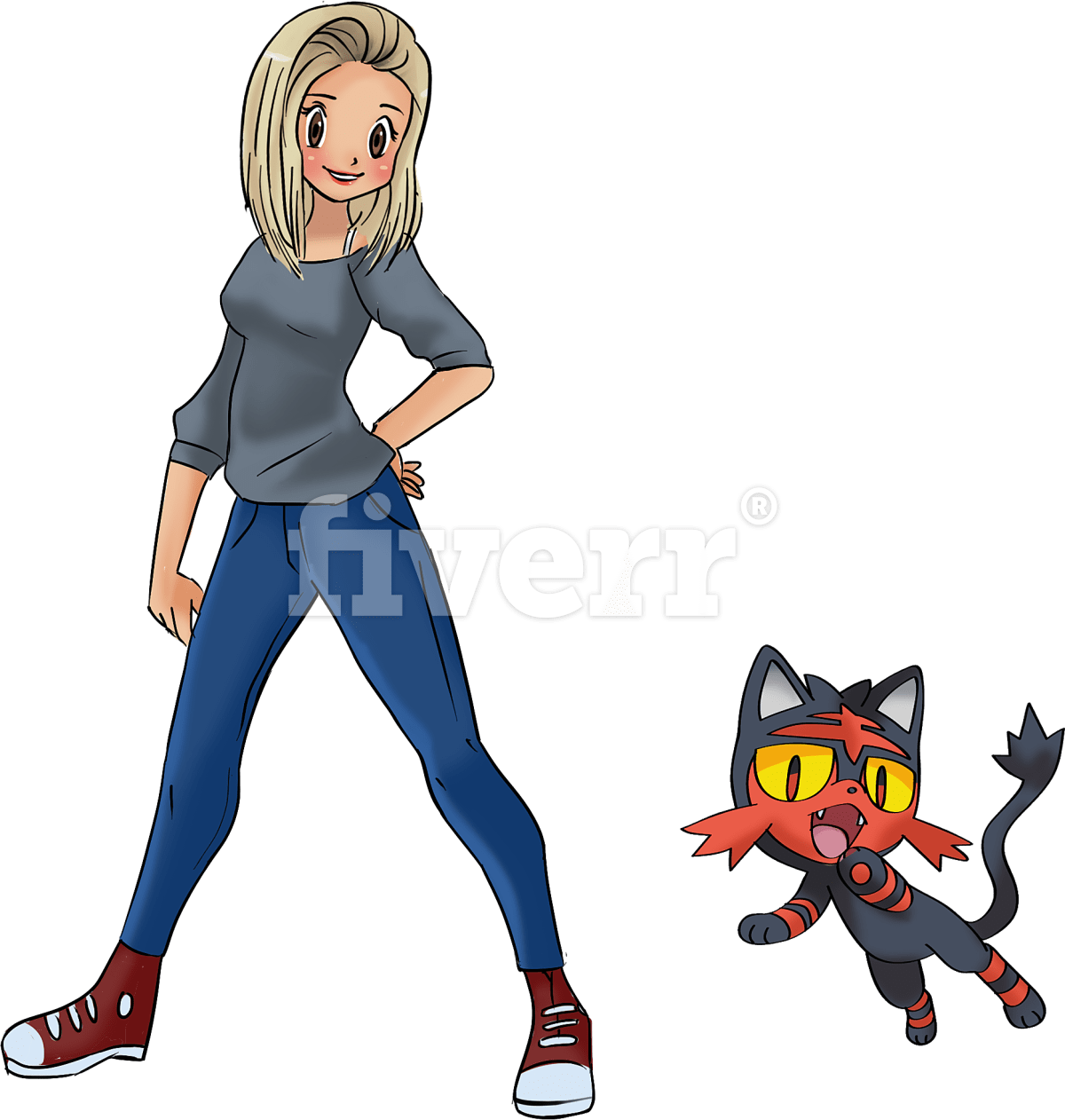 Big Worksample Image - Pokemons Litten En Eevee Clipart (1200x1262), Png Download