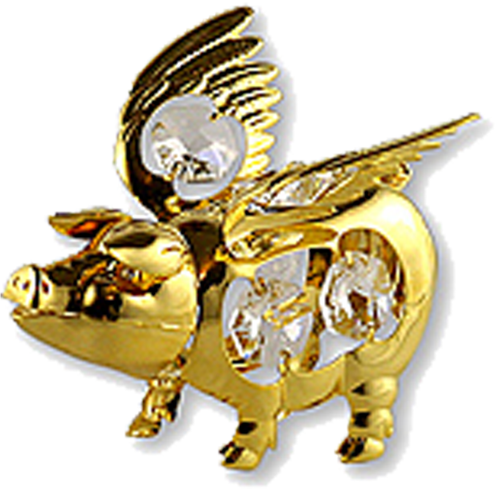Domestic Pig, When Pigs Fly, Download, Jewellery, Gold - Figurine Clipart (1892x1416), Png Download