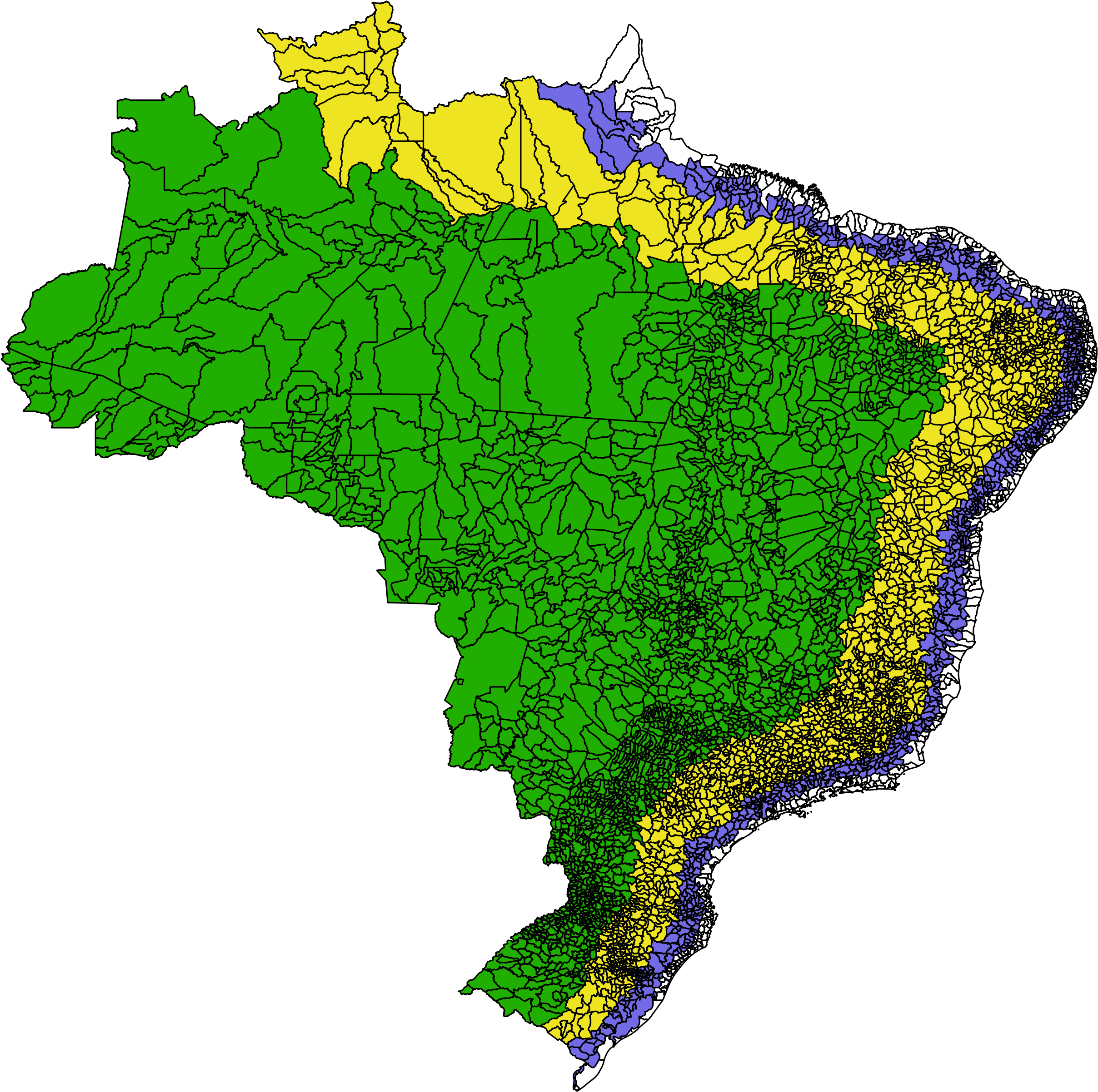 Ocdistribution Of Population In Brazil [oc] - Brazil National Parks Map Clipart (2480x2480), Png Download