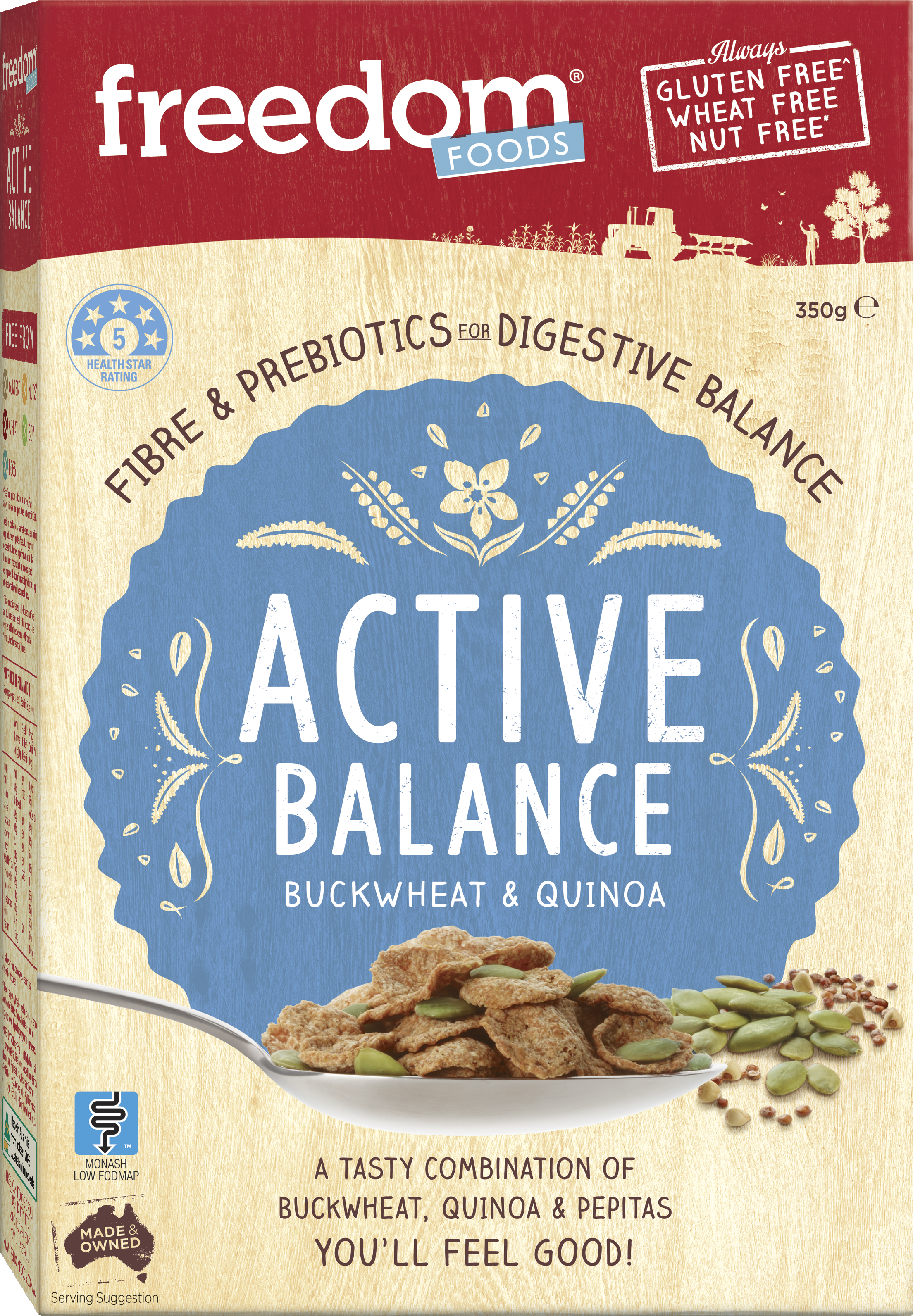 Active Balance Buckwheat Quinoa Transparent Background - Freedom Foods Active Balance Buckwheat & Quinoa Clipart (3415x4271), Png Download