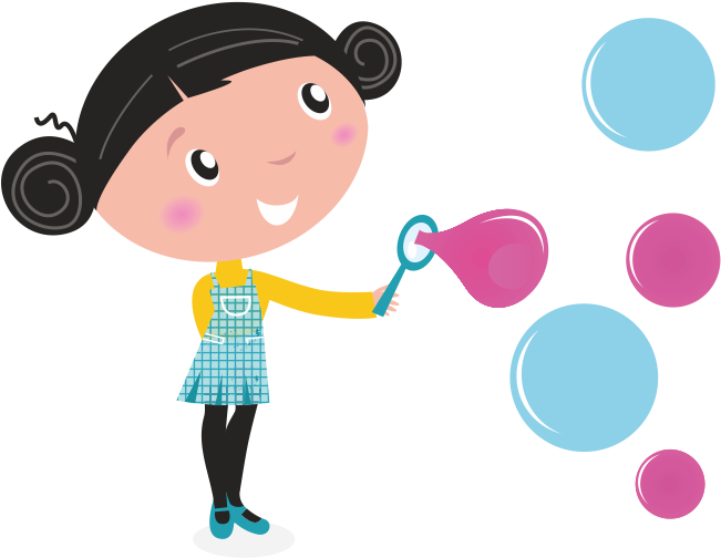 Divertido Vinilo Decorativo De Niña Haciendo Pompas - Drawing Of A Girl Blowing Bubbles Clipart (710x592), Png Download