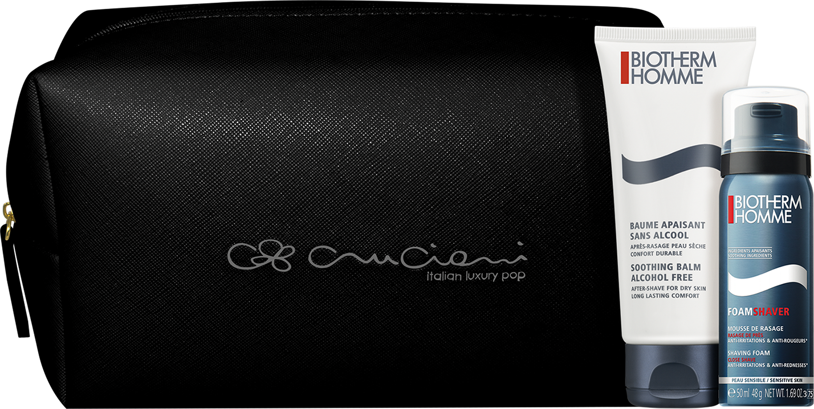 Baume Apaisant, Mousse De Rasage E Beauty Case Cruciani - Leather Clipart (1600x804), Png Download