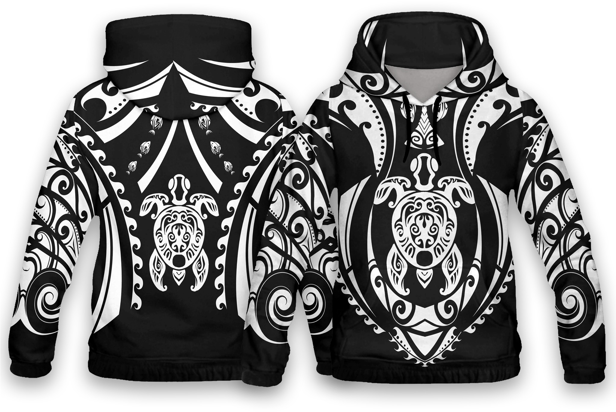 Tribal Turtle All Over Print Hoodies , Png Download - Hoodie Clipart (2049x1371), Png Download