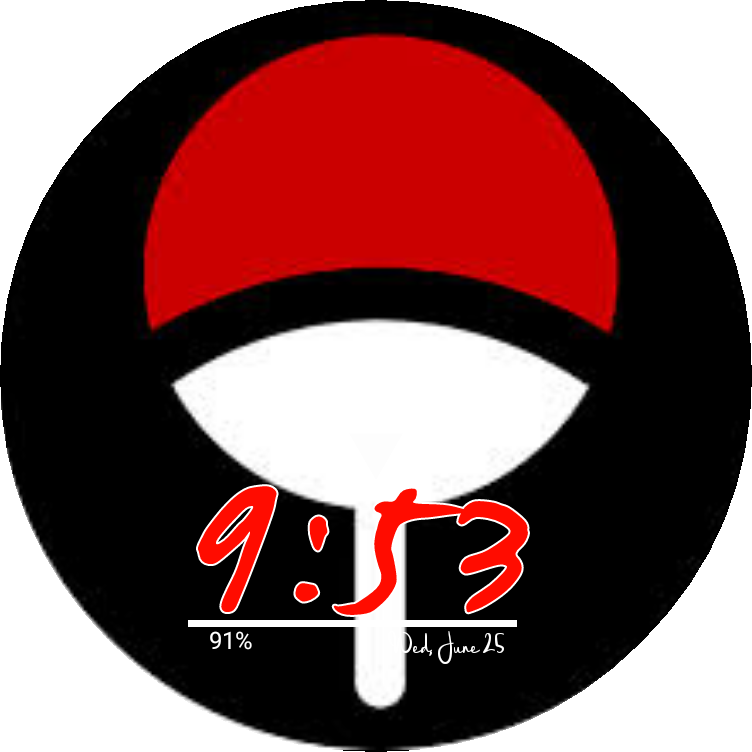 Digital Uchiha Watch Face Preview Clipart (752x752), Png Download