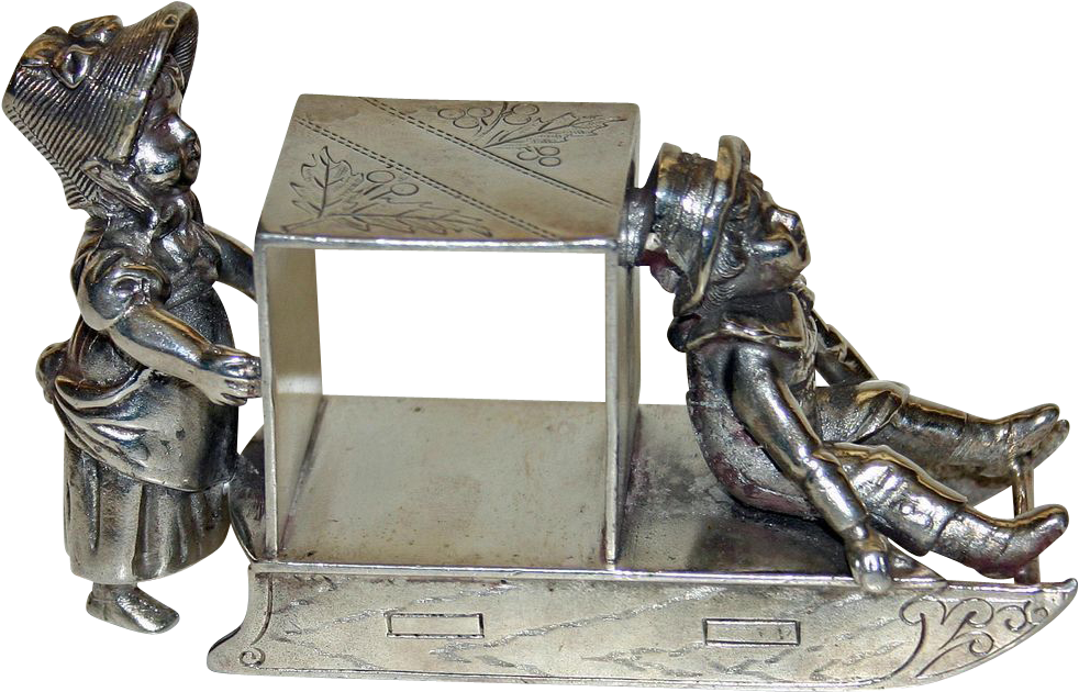 Rare Greenaway Boy & Girl Antique Figural Napkin Ring - Bronze Sculpture Clipart (1024x1024), Png Download