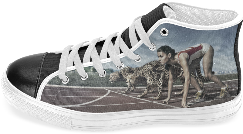 Running Cheetahs Men's Classic High Top Canvas Shoes - Skate Shoe Clipart (1000x1000), Png Download