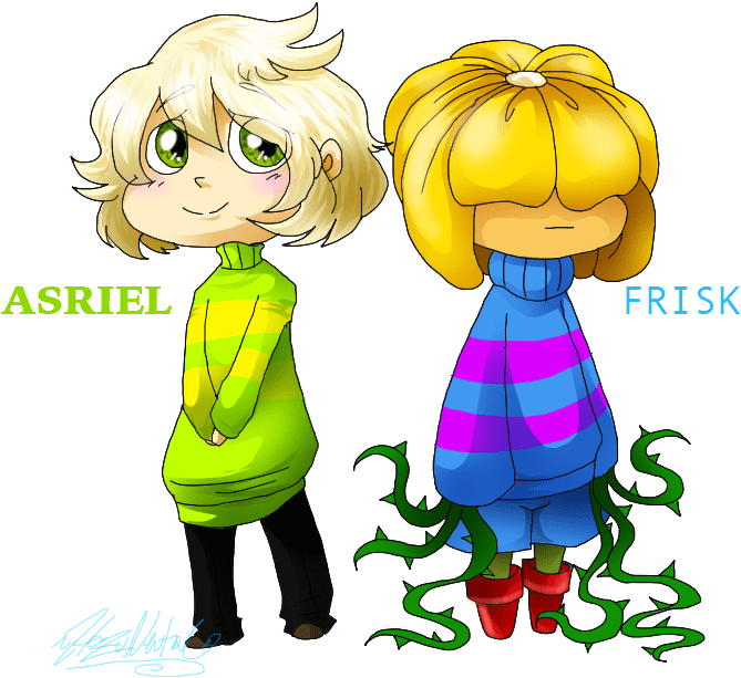 Chara X Asriel Chibi Clipart (700x700), Png Download