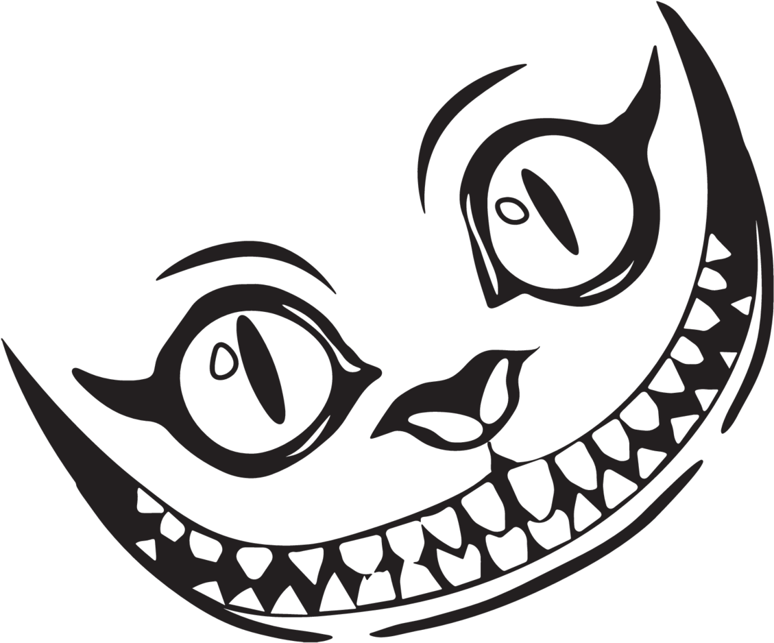 Temporary Cheshire Cat Grin Sticker Inspiration - Draw Cheshire Cat Face Clipart (1200x1002), Png Download