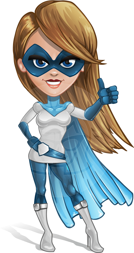 Pretty Superhero Woman Cartoon Vector Character Aka - Made Up Superheroes Cartoon Clipart (691x1060), Png Download