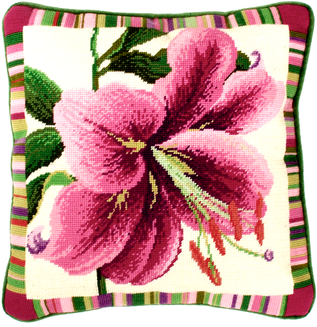 Garden Flowers Lily Tapestry Cushion Kit Tf2 - Cross-stitch Clipart (648x668), Png Download