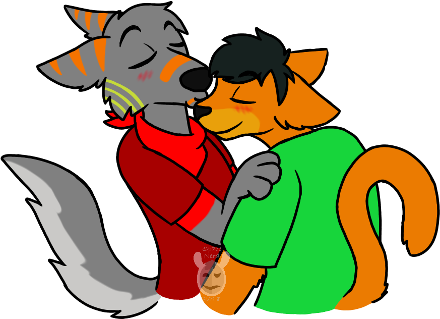 A Cat/dog Smooch - Cartoon Clipart (1024x768), Png Download