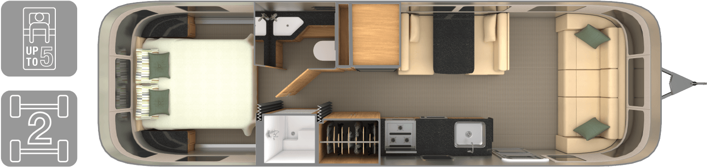 Floor Plan - 2018 Airstream Classic 30 Clipart (1563x553), Png Download