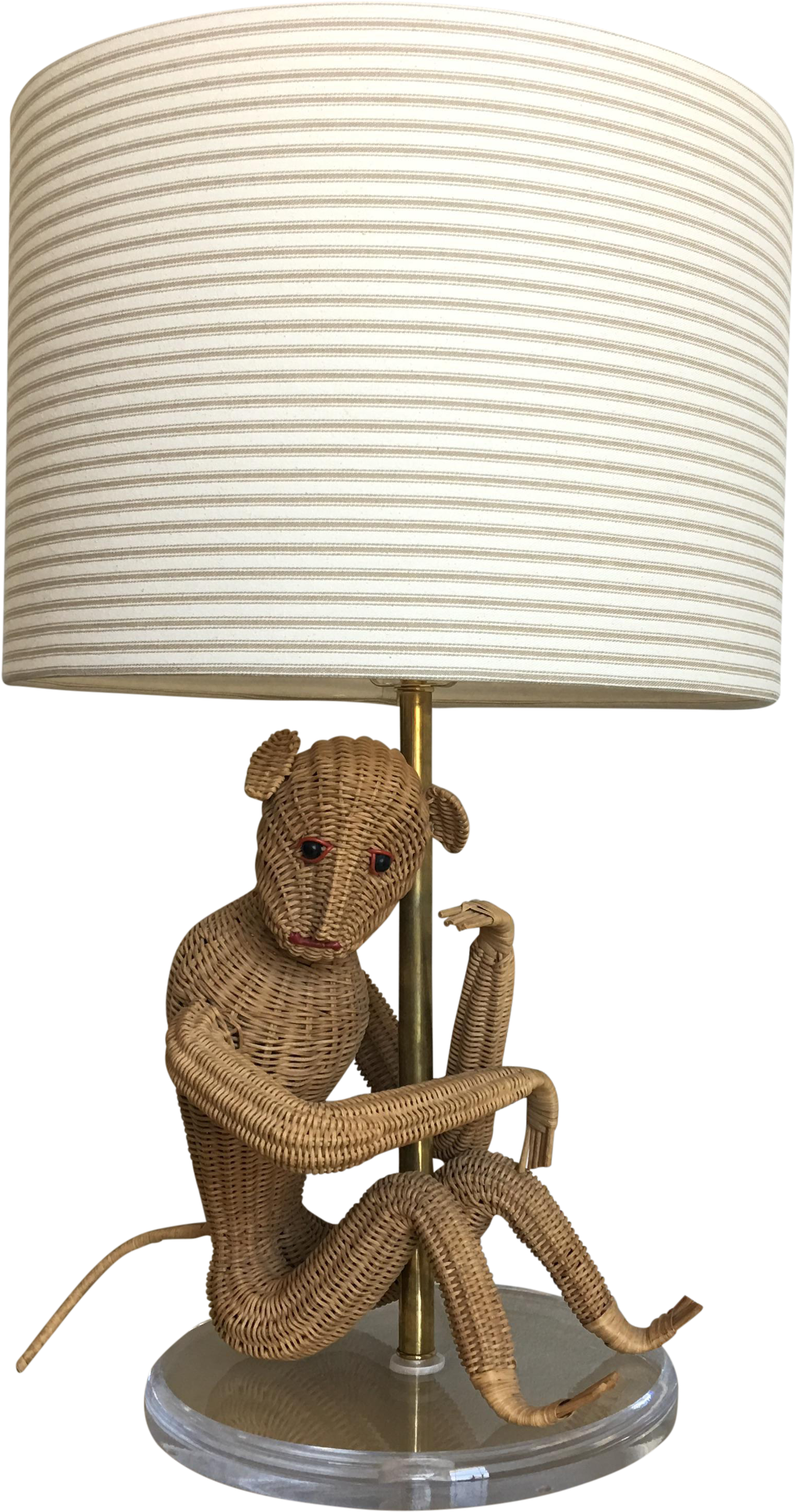 This 1960s Natural Wicker Lamp Features A Large Seated Clipart (1533x2914), Png Download