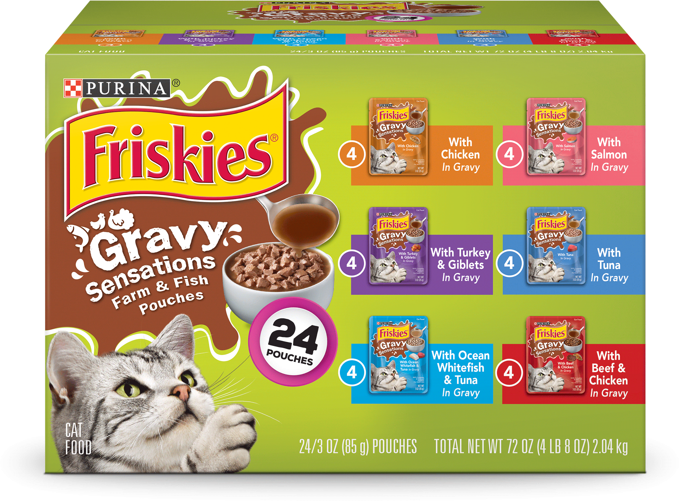 Friskies Gravy Wet Cat Food Variety Pack, Gravy Sensations - Packet Friskies Wet Cat Food Clipart (2400x2400), Png Download