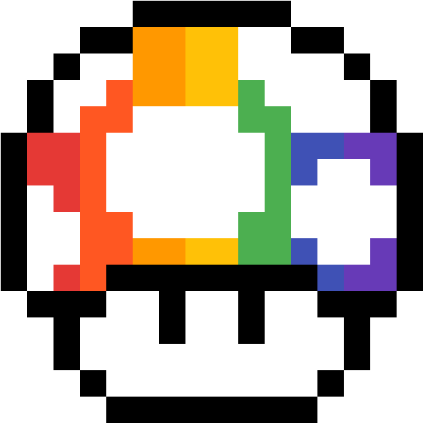 Rainbow Shroom - Pixel Art Mario Bros Clipart (1184x1184), Png Download