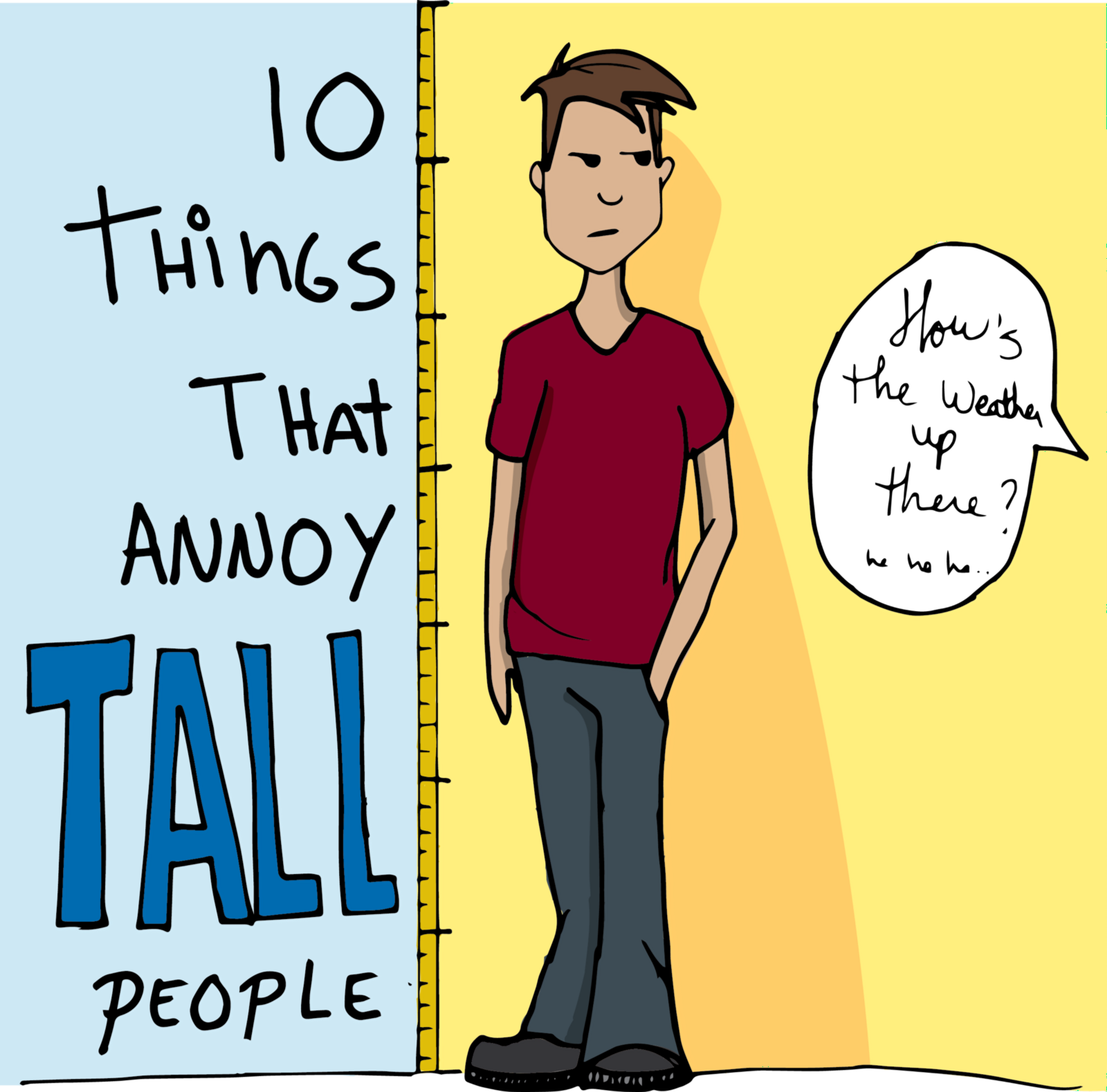 Asking How Tall A Tall Person Really Is - Tall People Problems Clipart (1600x1578), Png Download