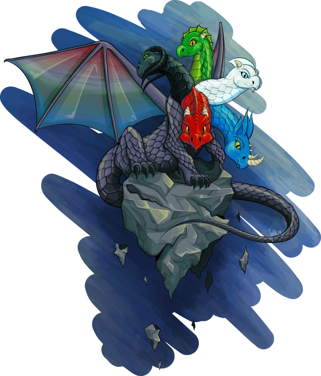 #tiamat #dragon #fantasyart #digitalart #vectorart - Baby Mobile Clipart (1093x1280), Png Download