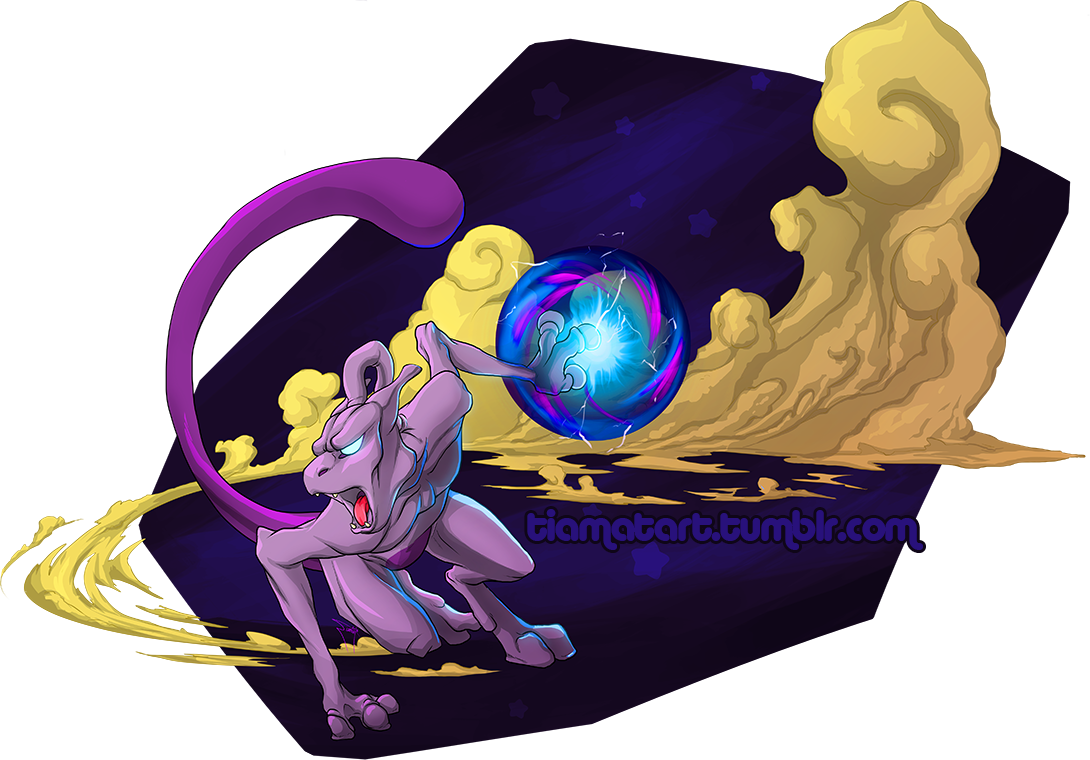 Mewtwo - Tiamat - Illustration Clipart (1090x760), Png Download