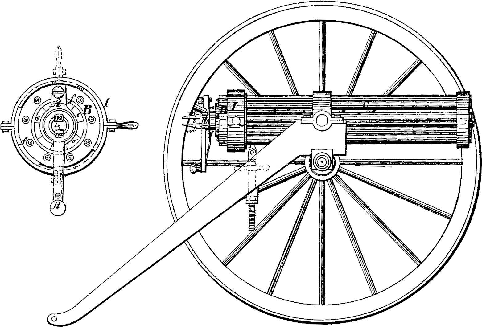 Ripley Gun Patent Img - Gatling Gun Clipart (1828x1334), Png Download