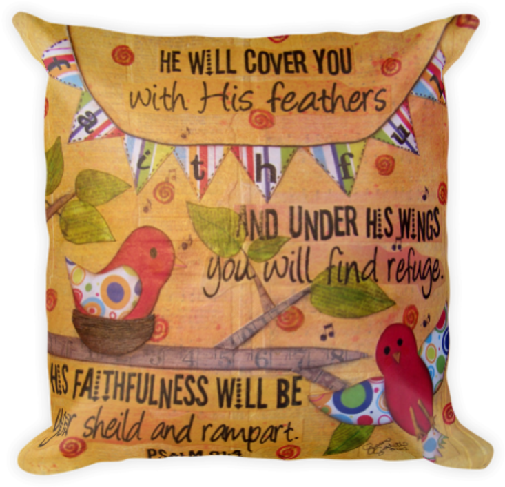 "under His Wings" Art Throw Pillow 18"x18" Clipart (800x800), Png Download