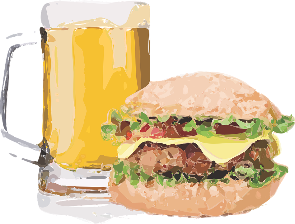 Burger And Beer Png Clipart (948x720), Png Download