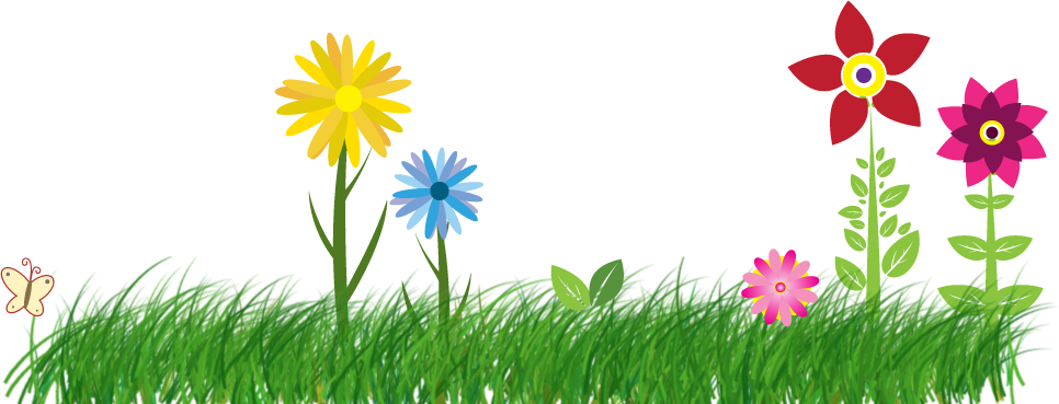 Grass And Flowers Footer Image - Flowers Vector Clipart (966x369), Png Download