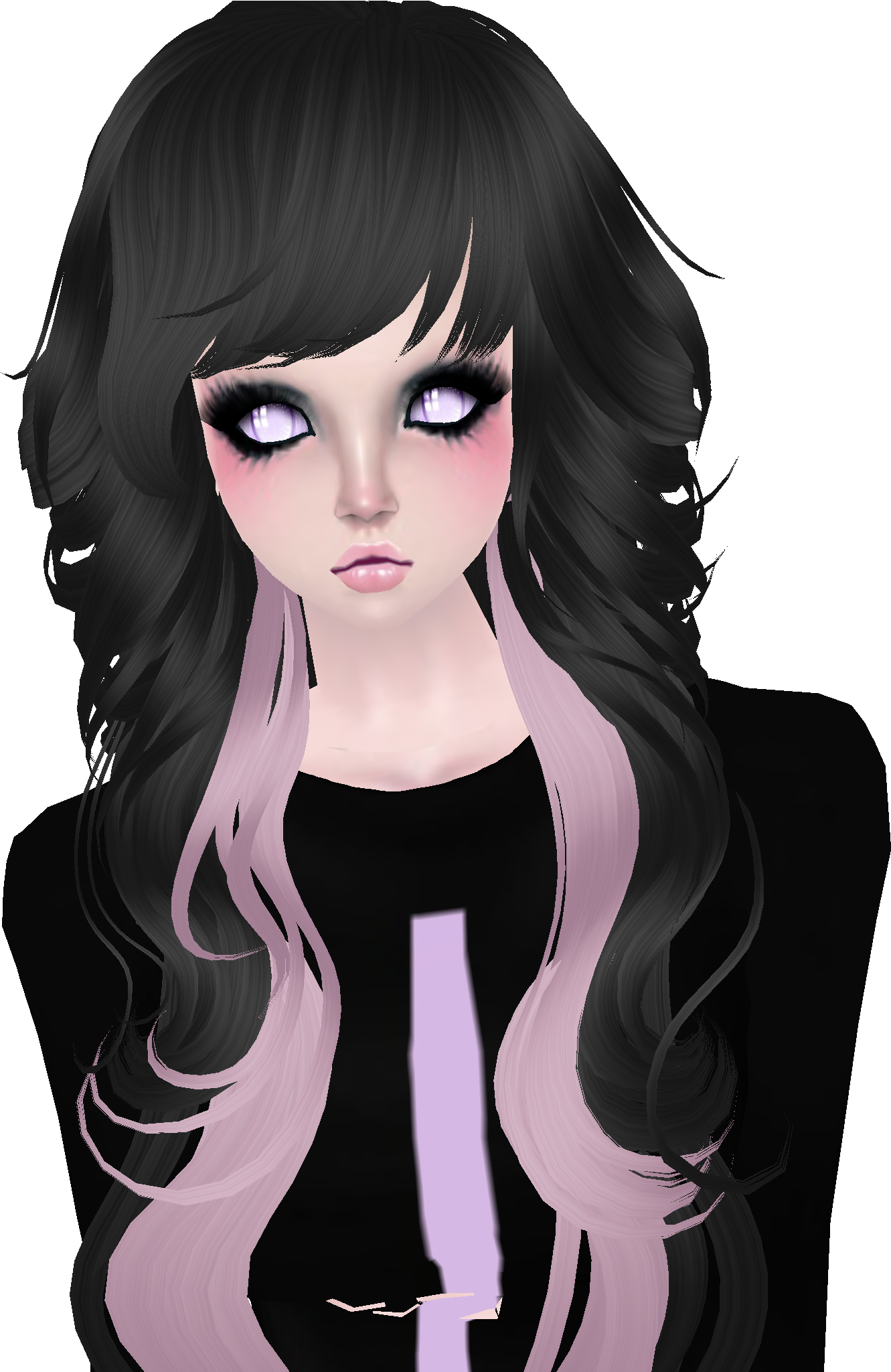 This Is A Female Imvu, Pastel Goth Hair Style - Illustration Clipart (1331x2049), Png Download