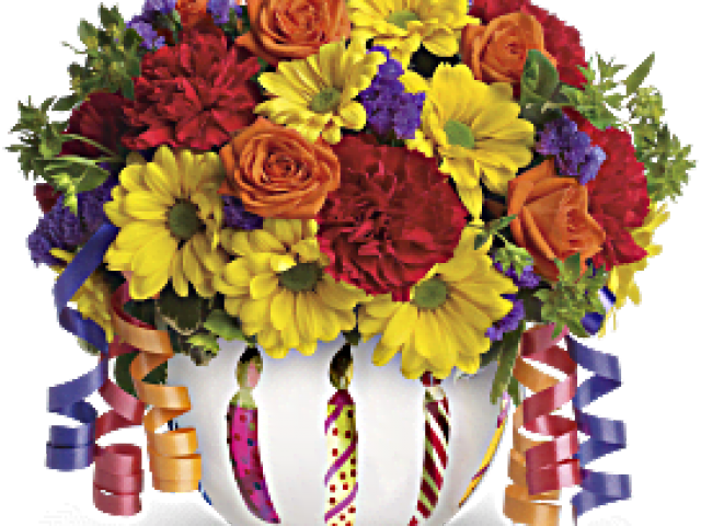 Bokeh Clipart Flower Bouqet - Birthday Wishes With Cake And Flowers - Png Download (640x480), Png Download