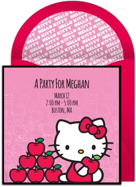 Hello Kitty Bow Online Invitation - Hello Kitty Png Logo Clipart (473x650), Png Download