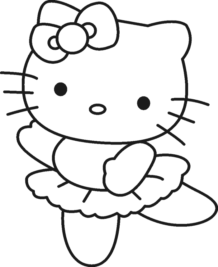 These Drawing Hello Kitty Coloring Pages For Free Drawing - Hello Kitty Ballerina Coloring Pages Clipart (700x860), Png Download