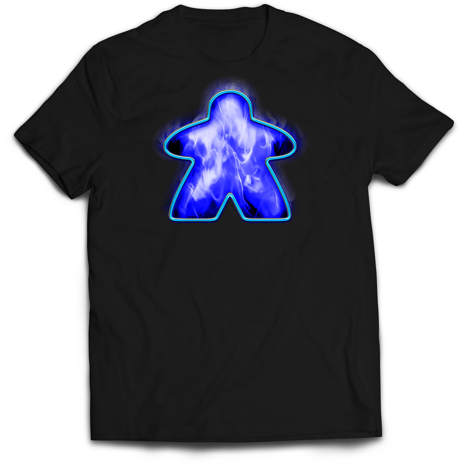 Blue Fire Meeple - Shirt With Text On Back Clipart (2400x1800), Png Download