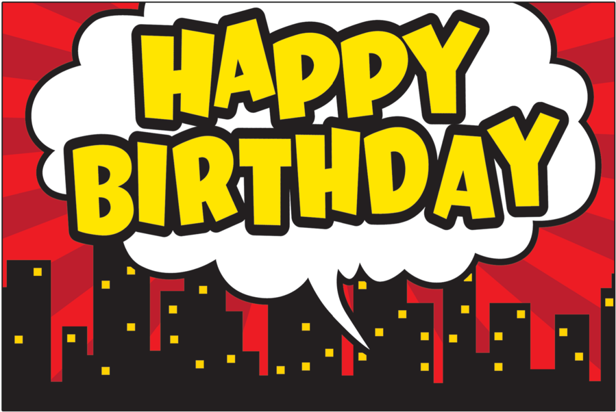 Tcr5605 Superhero Happy Birthday Postcards Image - Superhero Birthday Clipart (900x900), Png Download