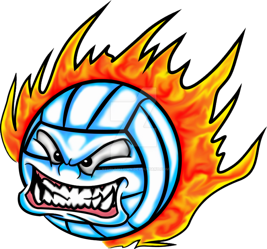 Volleyball With Flames Png - Volleyball On Fire Transparent Clipart (900x837), Png Download