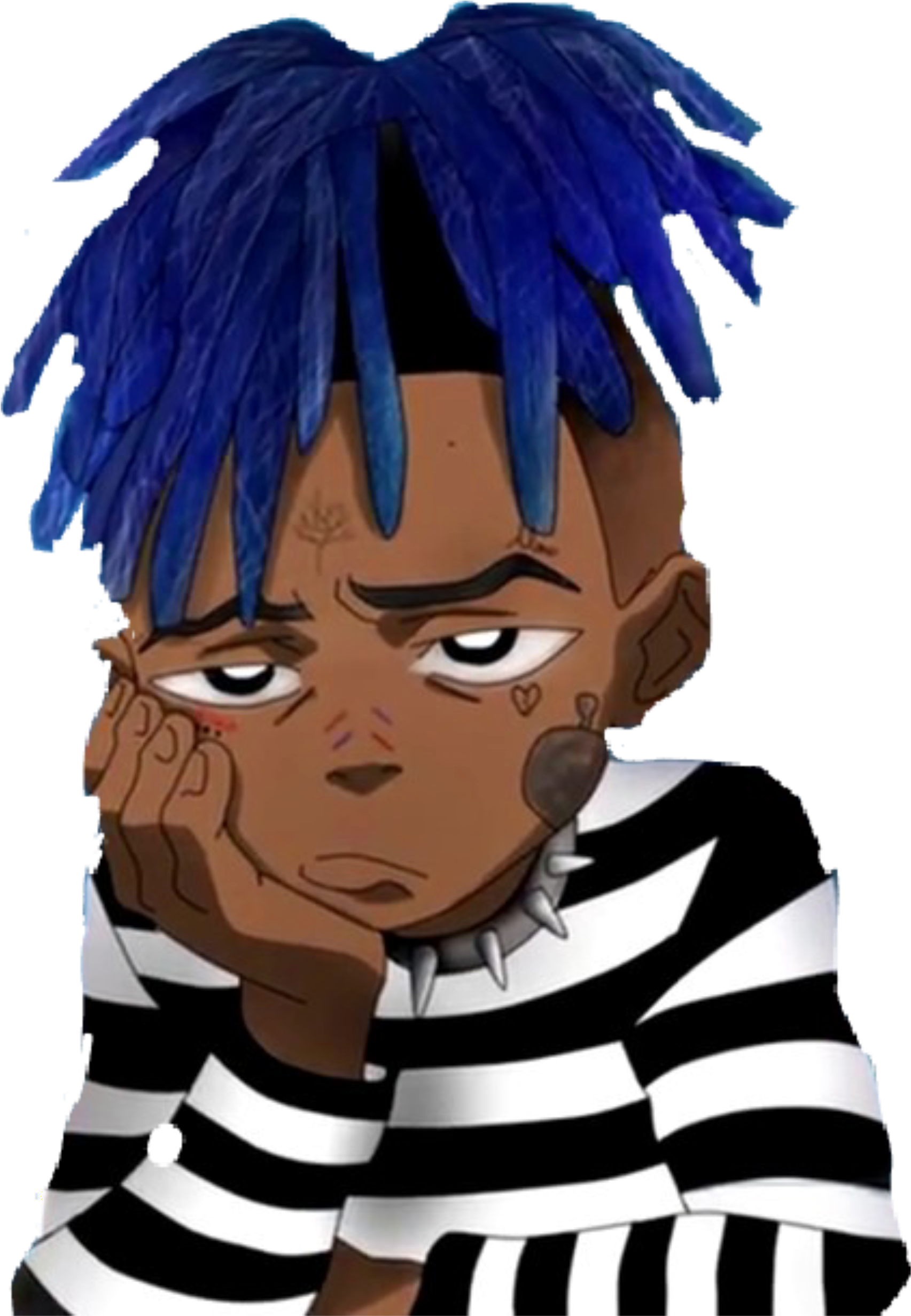 Xxxtentacion Sticker - Xxxtentacion Blue Hair Drawing Clipart (1024x1024), Png Download