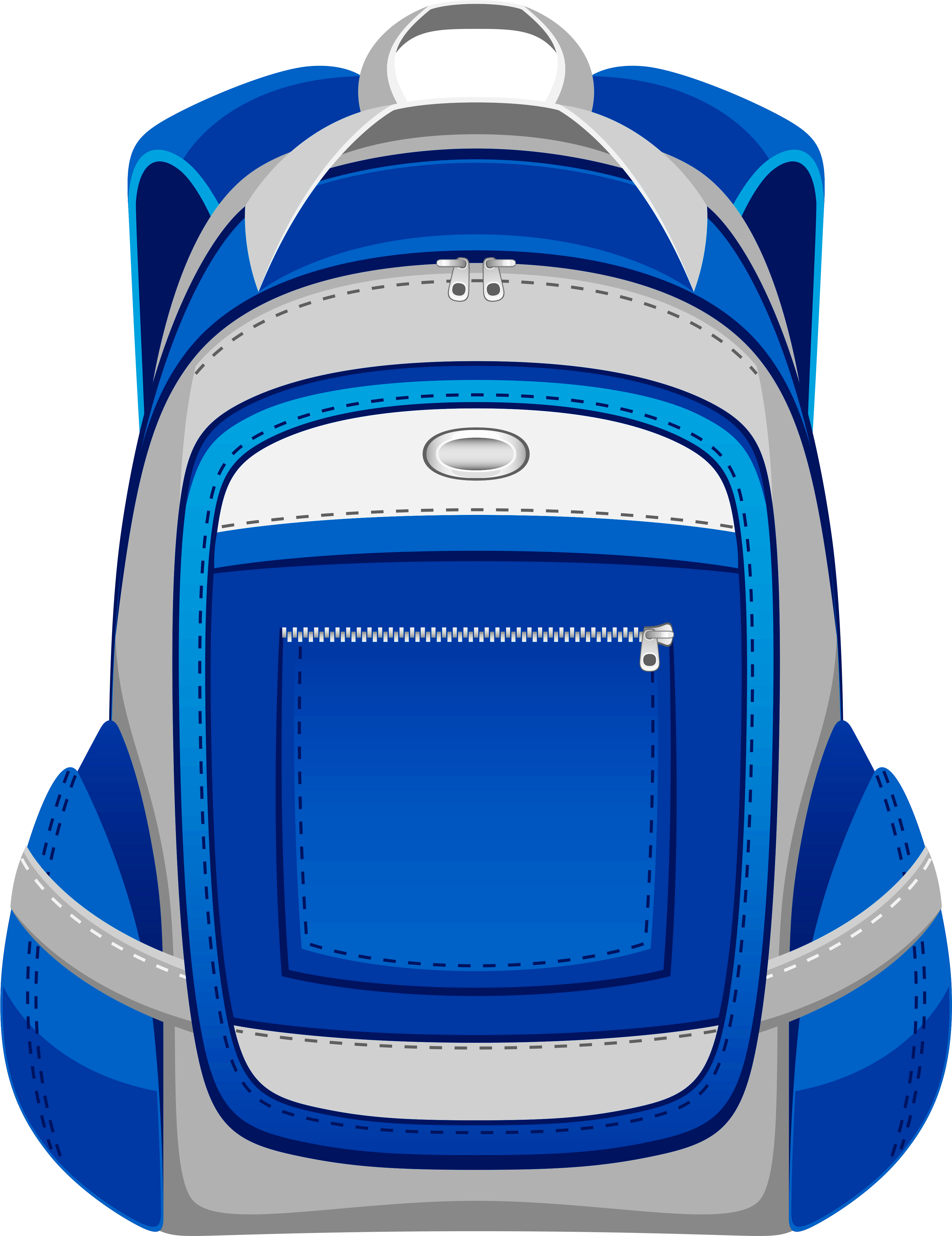Blue And Grey Backpack Png Vector Clipart - Drawing Of Simple School Bag Transparent Png (3838x4890), Png Download
