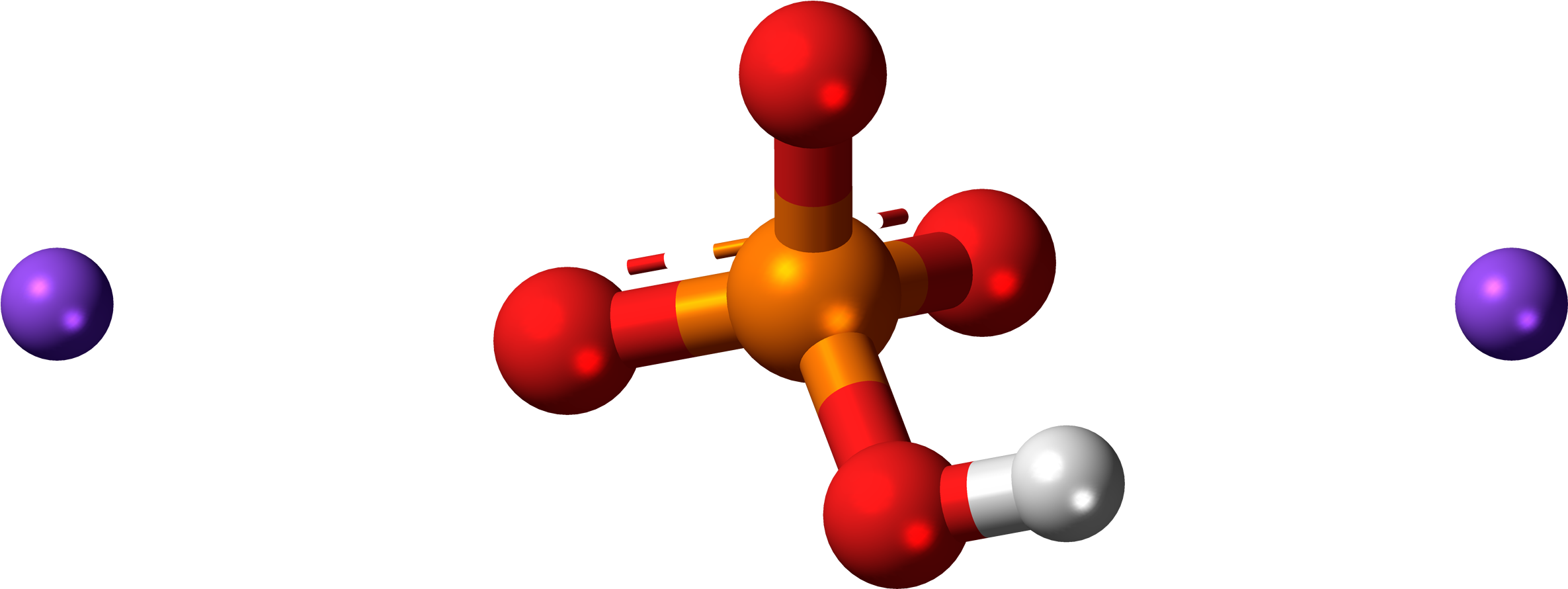 Disodium Phosphate 3d Ball - Hydrogen Phosphate Ball And Stick Clipart (2481x1000), Png Download