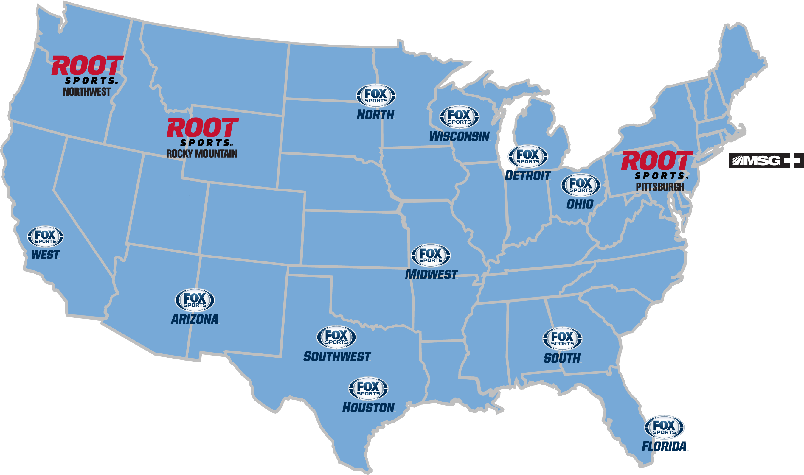 2012 New Fox Rsn Logos Collegiate Prog Map Copy - Animated Map Of Us Clipart (2776x1594), Png Download