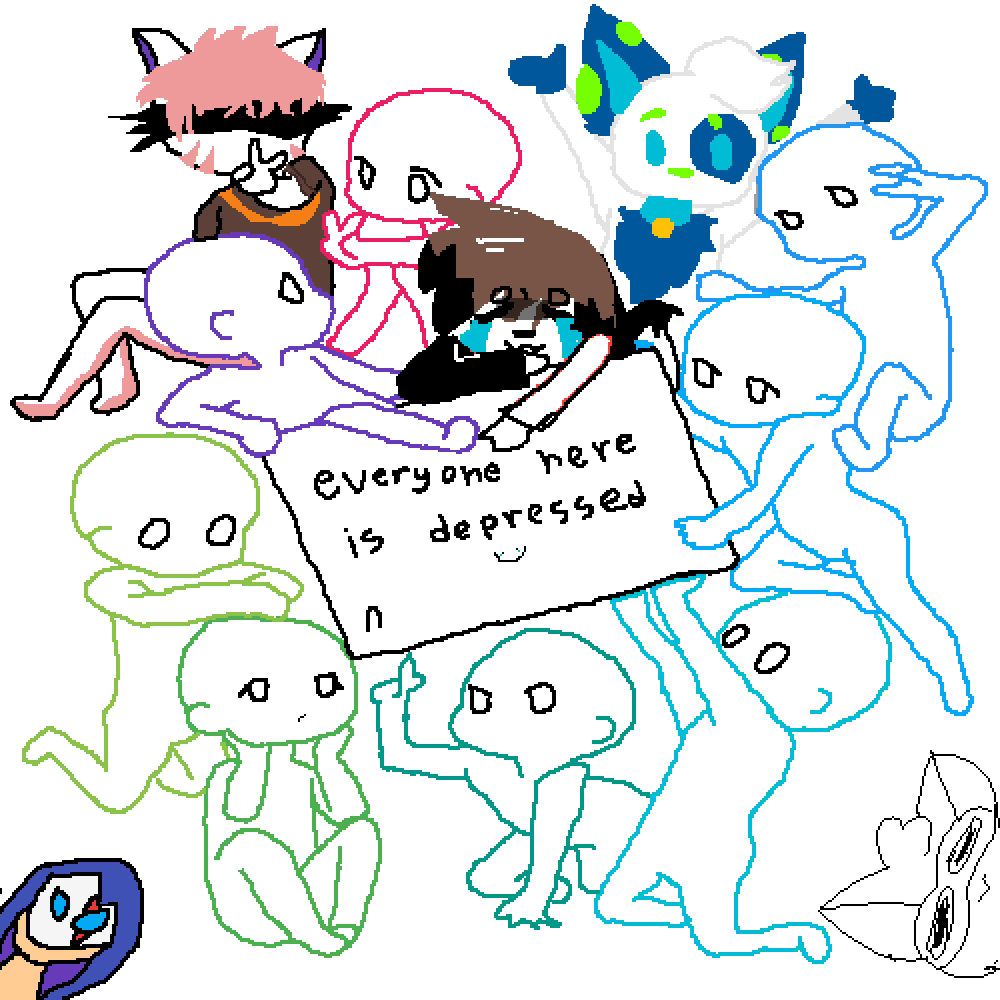 Everyone Here Is Depressed Collab - Drawing Clipart (1000x1000), Png Download