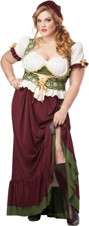 Peasant Dress Costume - Medieval Barmaid Busty Clipart (600x951), Png Download