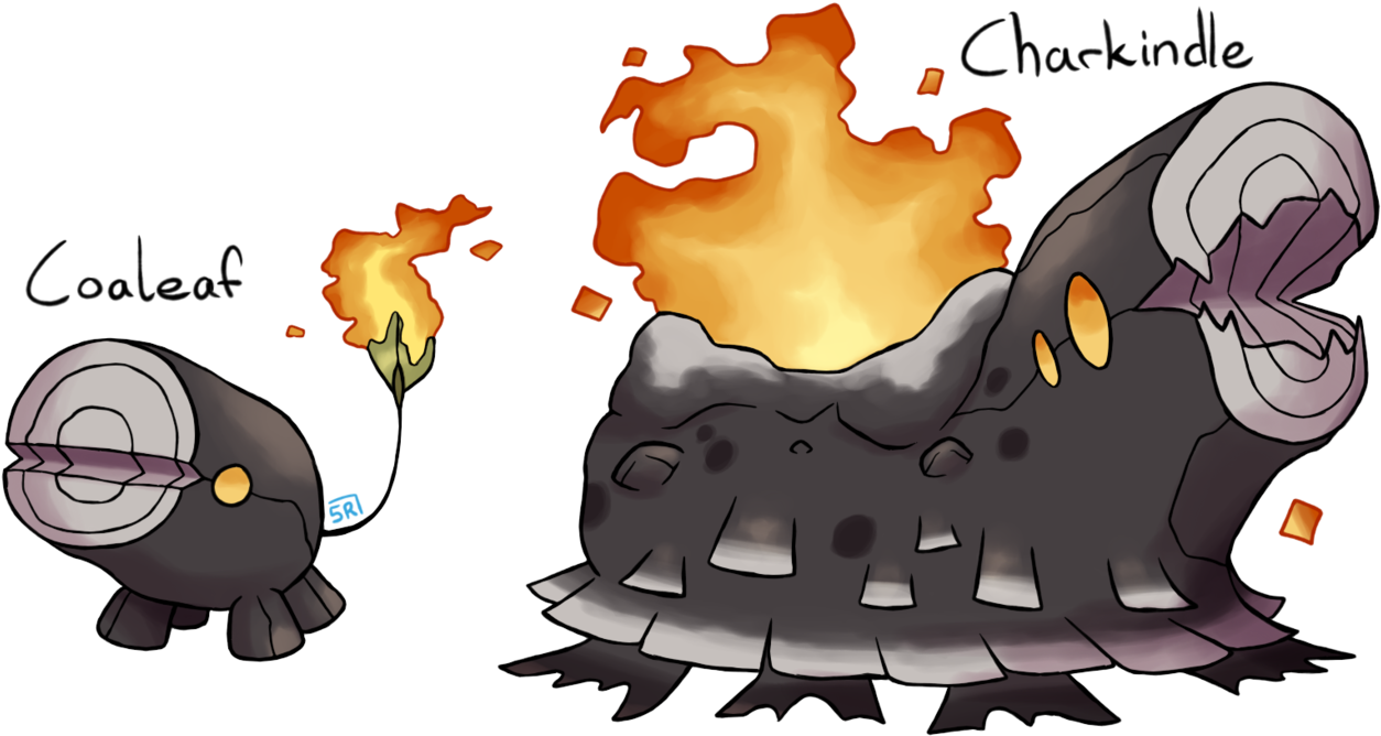 #085 Coaleaf Coaling Pokemon - Grass Fire Pokemon Clipart (1280x709), Png Download