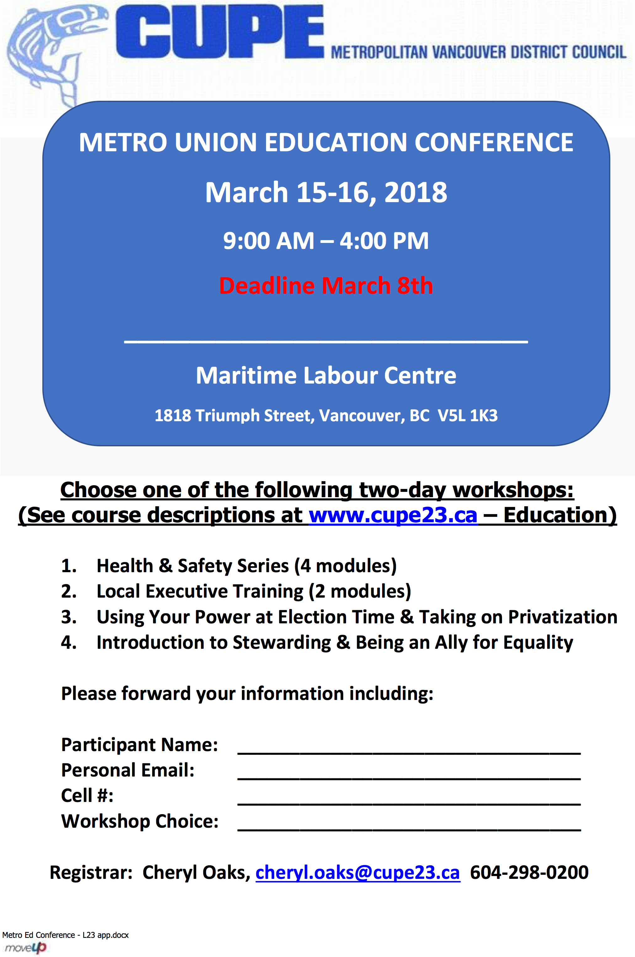 Sign Up Now For Union Education Deadline March Clipart (2550x3300), Png Download