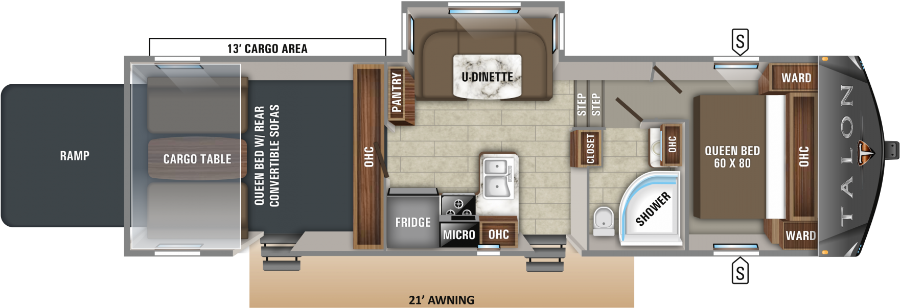 2019 Talon 313t Floorplan - 2019 Jayco Talon 313t Clipart (1800x640), Png Download