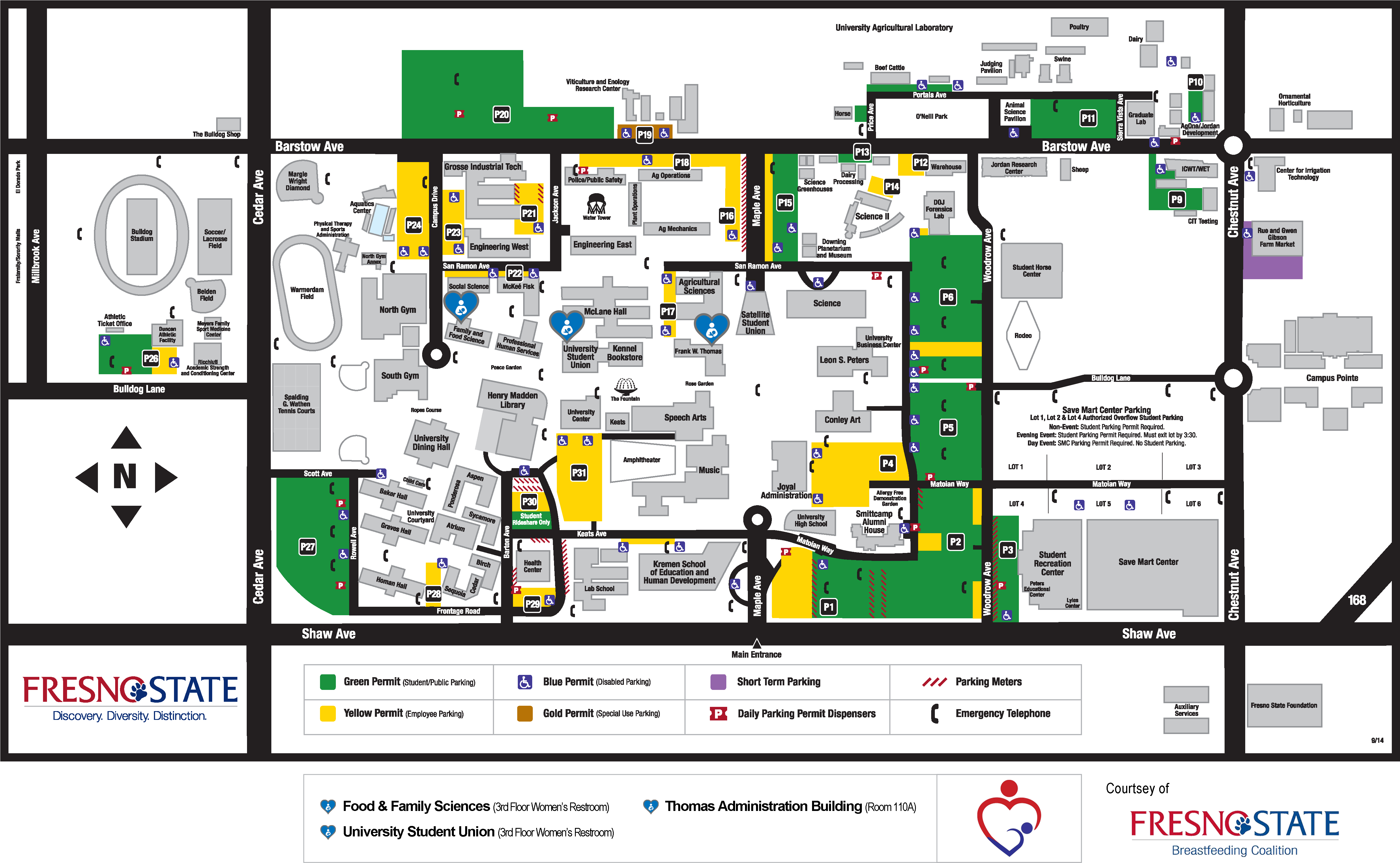Fresno State Parking Map Lactation Stations For Nursing Students - Fresno State Map Clipart - Large  Size Png Image - Pikpng