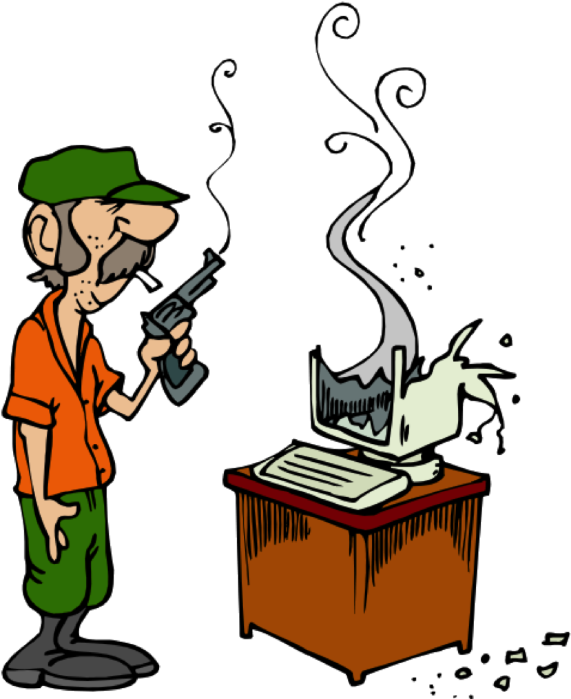 Destroyed Computer - Shooting A Computer Clipart (854x1049), Png Download