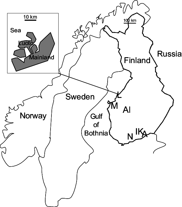 Flying Squirrel Sampling Sites In Finland - Line Art Clipart (587x666), Png Download