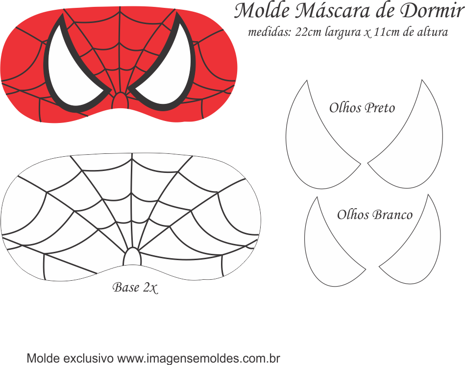 Molde Máscara De Dormir Homem Aranha - Mask Clipart (949x745), Png Download